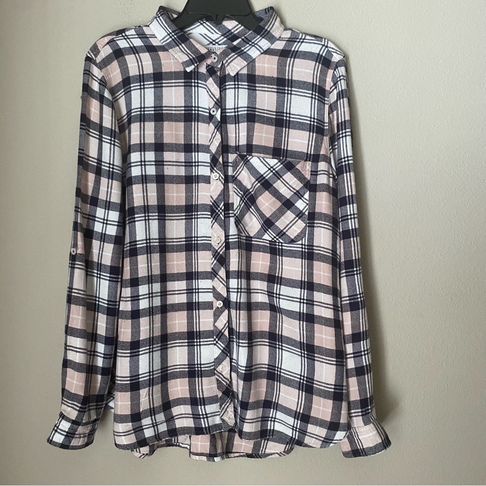 Women’s Kenneth Cole Reaction Light Pink Plaid Flannel size XL